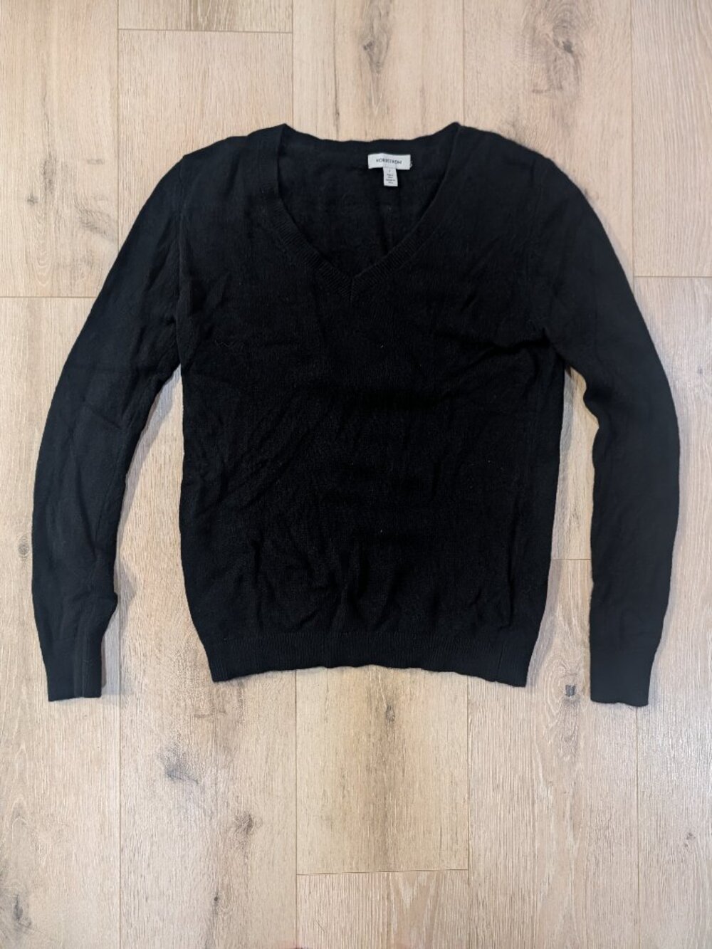 Nordstrom Cashmere Black V-Neck Sweater Small